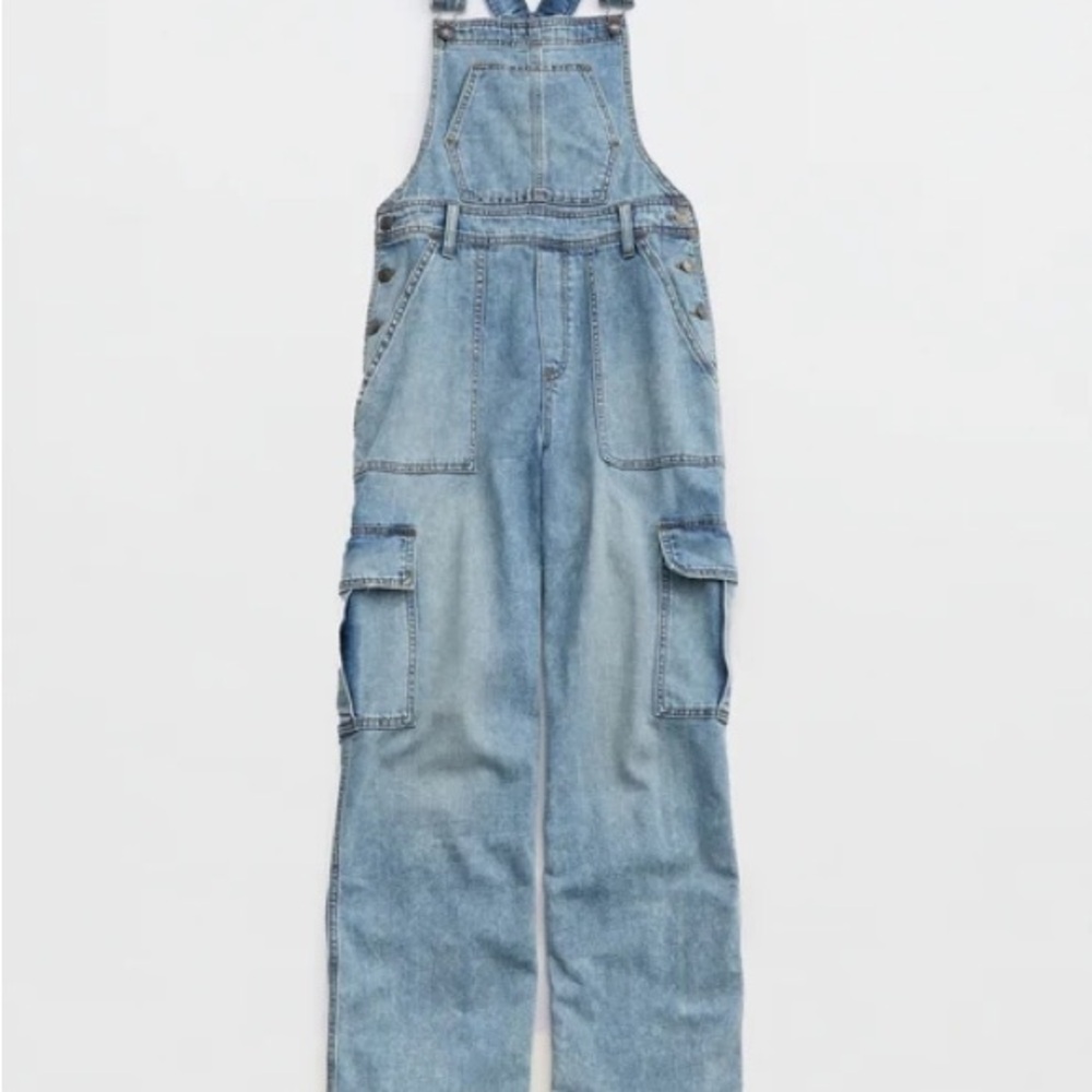 Aerie Blue Cargo Overalls